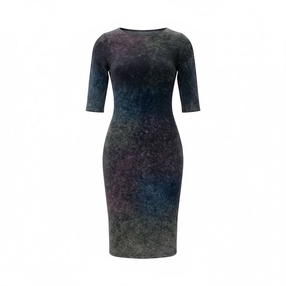 ASOS Marled Midi Dress Gray Purple Ombre Size US 8 Stretch